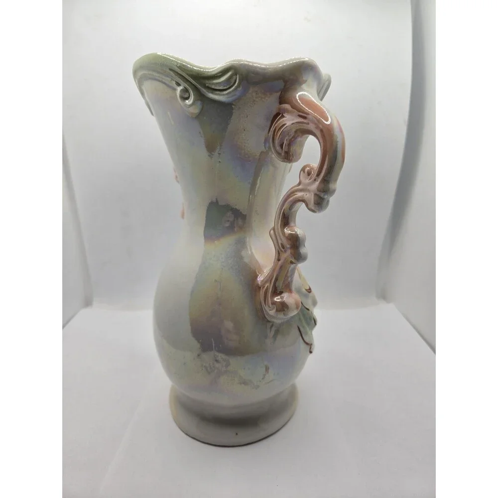Lusterware Brazilian Vase Porcelain Double Handle Vintage French Country Cottage